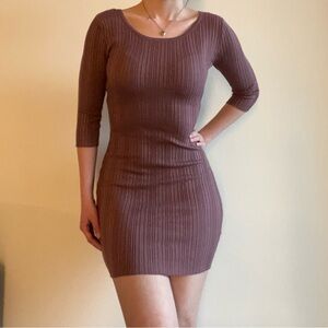 Form Fitting Bodycon Lettuce Edge Mauve Rose Pink Dress Say What? Women Small